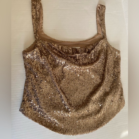By Anthropologie Cowl-Neck Sequin Camisole Top Size Medium Excellent Condition - Picture 3 of 10